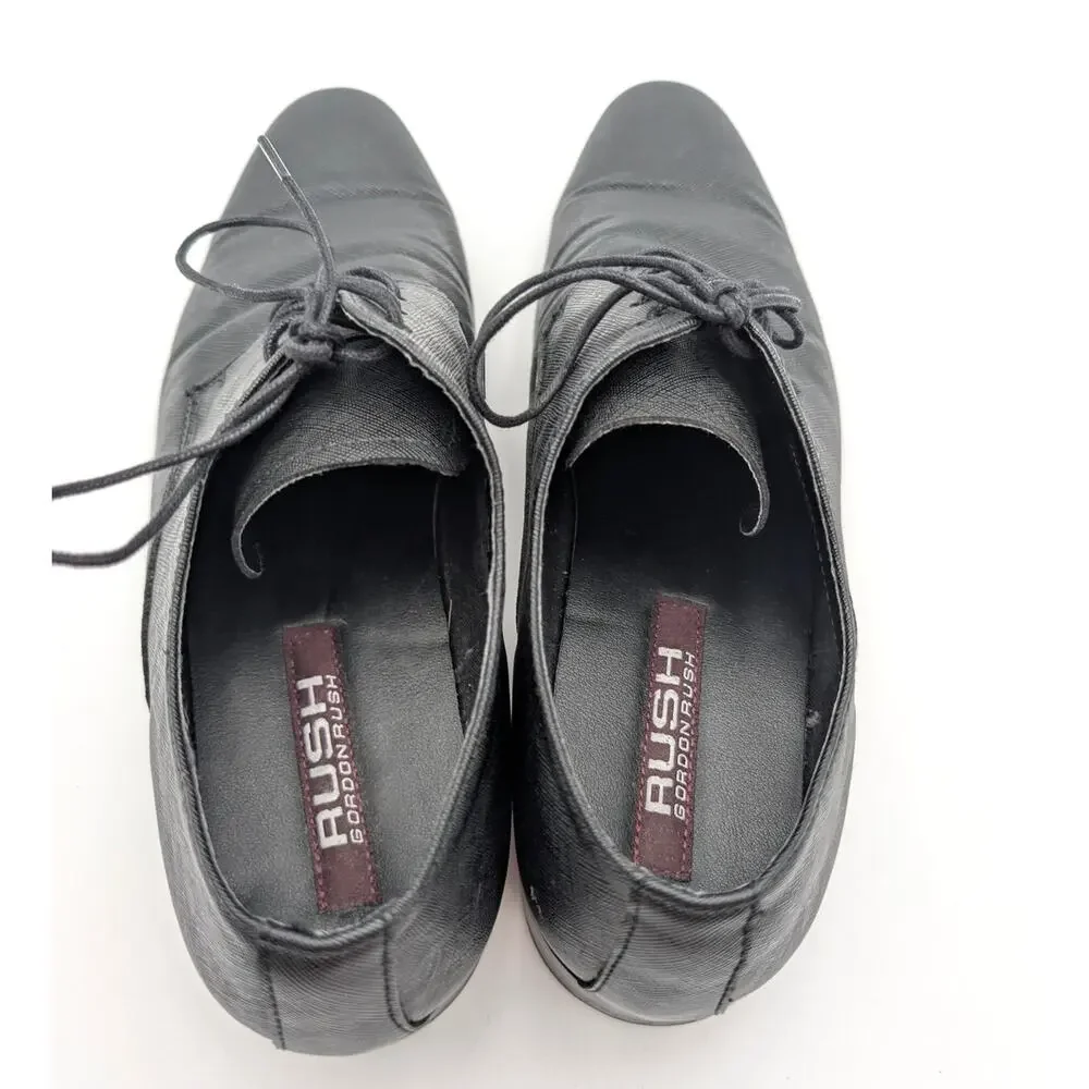 Rush by Gordon Rush Milan Plain Toe Dress Shoes Men's Black Saffiano Sz US9 EU42